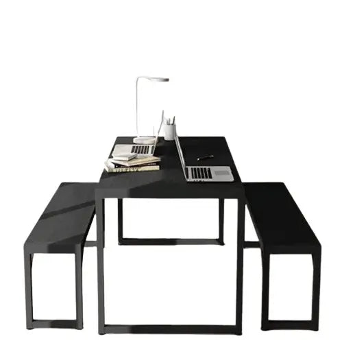 ترابيزة سفرة مع 2 بنش معدن بسطح خشب - STA62 - Homix