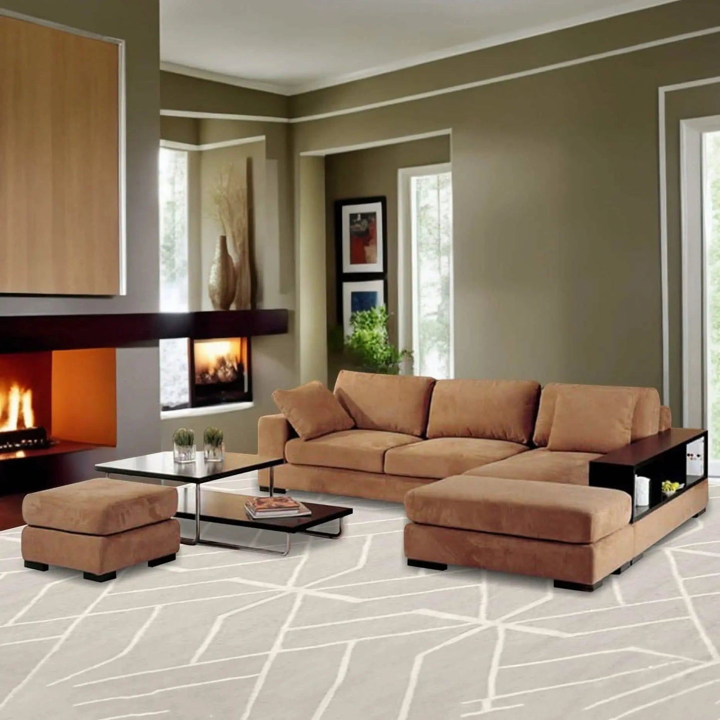 تسوق الأن من هومكس  كنبة زاوية بني 240*170*85*75 سم - STB20 بأفضل سعر وأفضل جودة