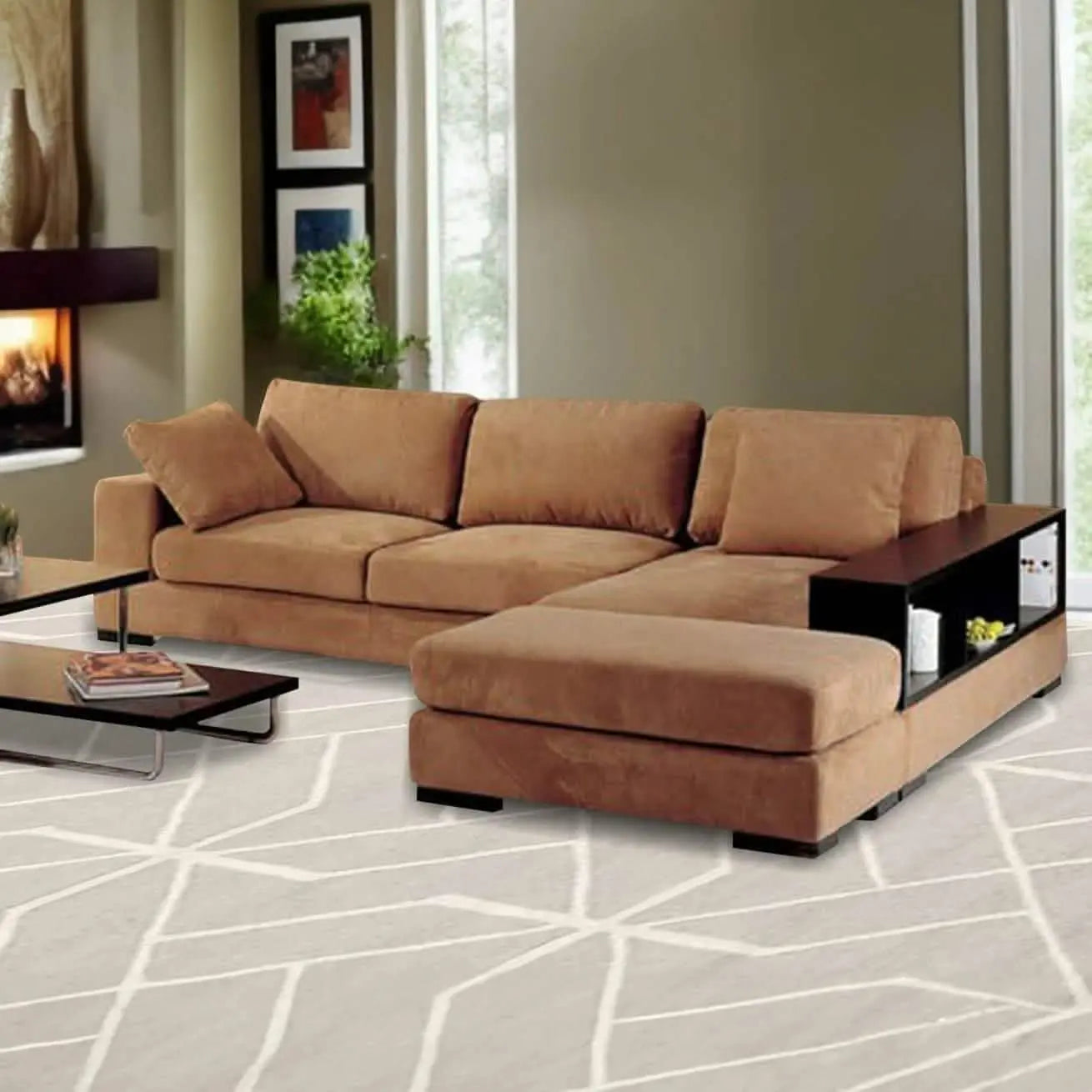 تسوق الأن من هومكس  كنبة زاوية بني 240*170*85*75 سم - STB20 بأفضل سعر وأفضل جودة