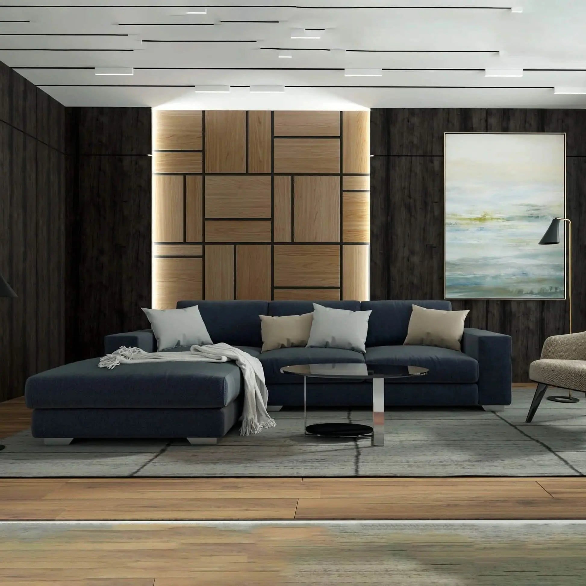 تسوق الأن من هومكس  كنبة زاوية أسود 250*170*85*75 سم - STB51 بأفضل سعر وأفضل جودة