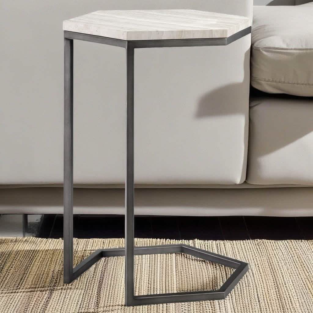 تسوق الأن من هومكس  ترابيزة جانبية معدن بسطح رخام 35*60 سم - STA86 بأفضل سعر وأفضل جودة