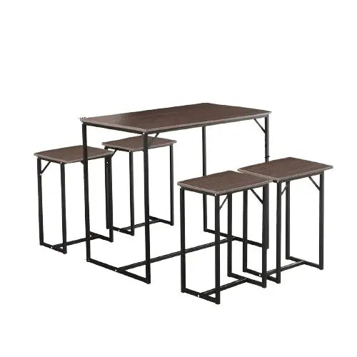 ترابيزة سفرة مع 4 كراسي معدن بسطح خشب - STA58 - Homix