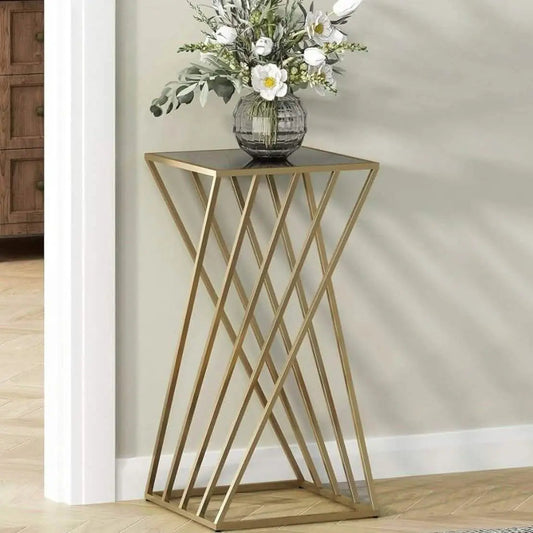 تسوق الأن من هومكس  ترابيزة معدن بسطح زجاج 40*40*65 سم - STA7 بأفضل سعر وأفضل جودة