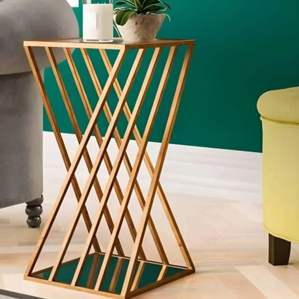 تسوق الأن من هومكس  ترابيزة معدن بسطح زجاج 40*40*65 سم - STA7 بأفضل سعر وأفضل جودة