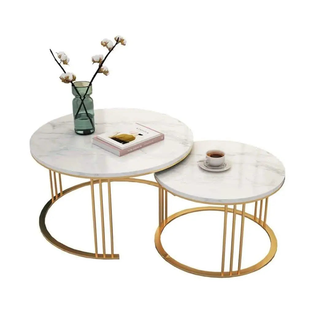 ترابيزة قهوة متداخلة معدن بسطح رخام - STA129 - Homix