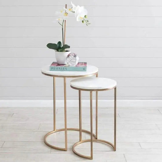 تسوق الأن من هومكس  ترابيزة جانبية متداخلة معدن بسطح رخام - STA15 بأفضل سعر وأفضل جودة