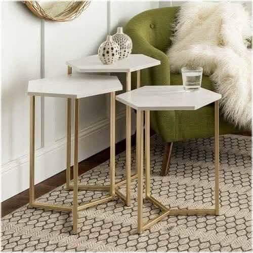 تسوق الأن من هومكس  مجموعة ترابيزات جانبية معدن بسطح رخام - STA39 بأفضل سعر وأفضل جودة