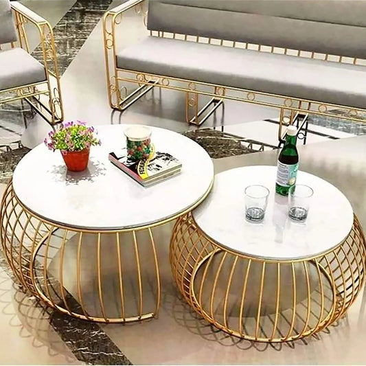 تسوق الأن من هومكس  طقم ترابيزات قهوة معدن بسطح رخام - STA43 بأفضل سعر وأفضل جودة