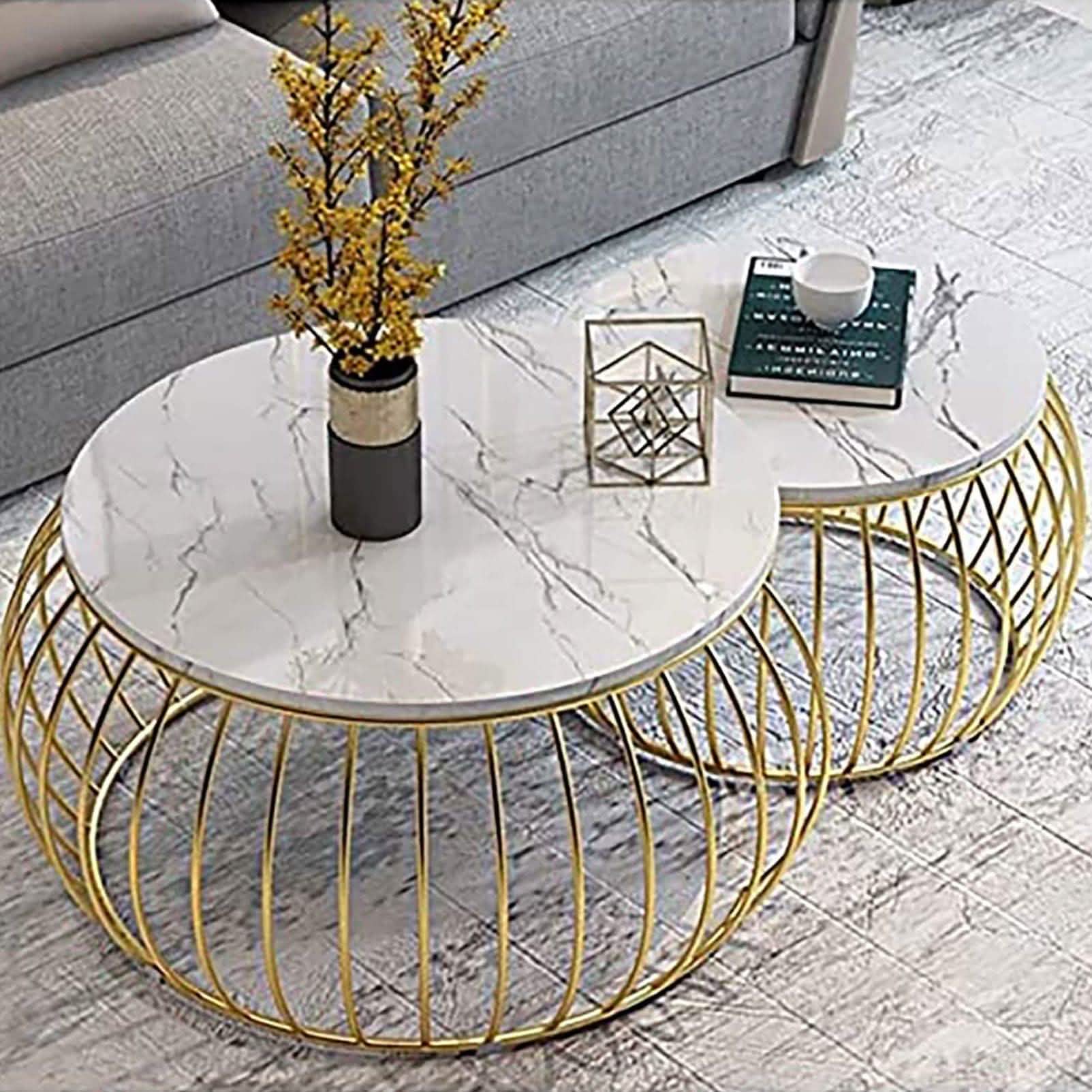 تسوق الأن من هومكس  طقم ترابيزات قهوة معدن بسطح رخام - STA43 بأفضل سعر وأفضل جودة