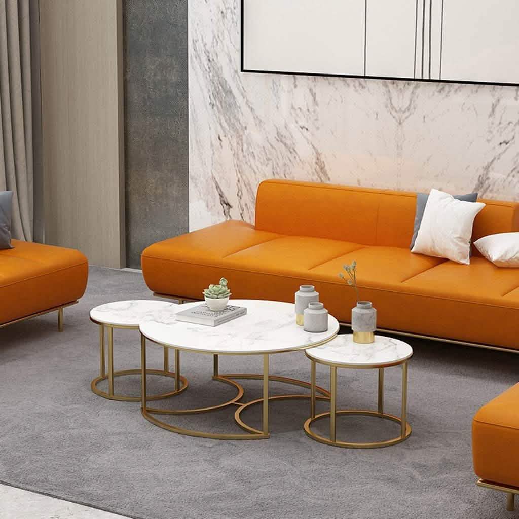 تسوق الأن من هومكس  طقم ترابيزات قهوة معدن بسطح رخام - STA57 بأفضل سعر وأفضل جودة