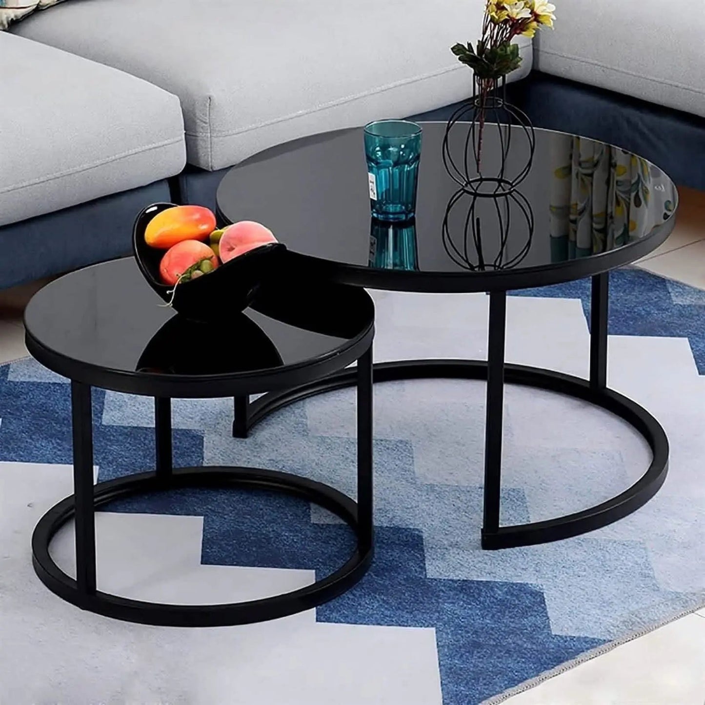 تسوق الأن من هومكس  ترابيزة قهوة متداخلة معدن بسطح زجاج - STA63 بأفضل سعر وأفضل جودة