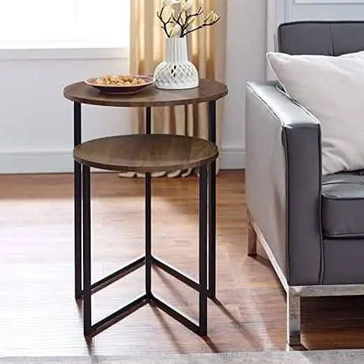 تسوق الأن من هومكس  ترابيزة جانبية متداخلة معدن بسطح خشب - STA65 بأفضل سعر وأفضل جودة