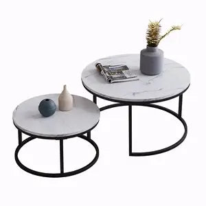 ترابيزة قهوة متداخلة معدن بسطح رخام - STA71 - Homix