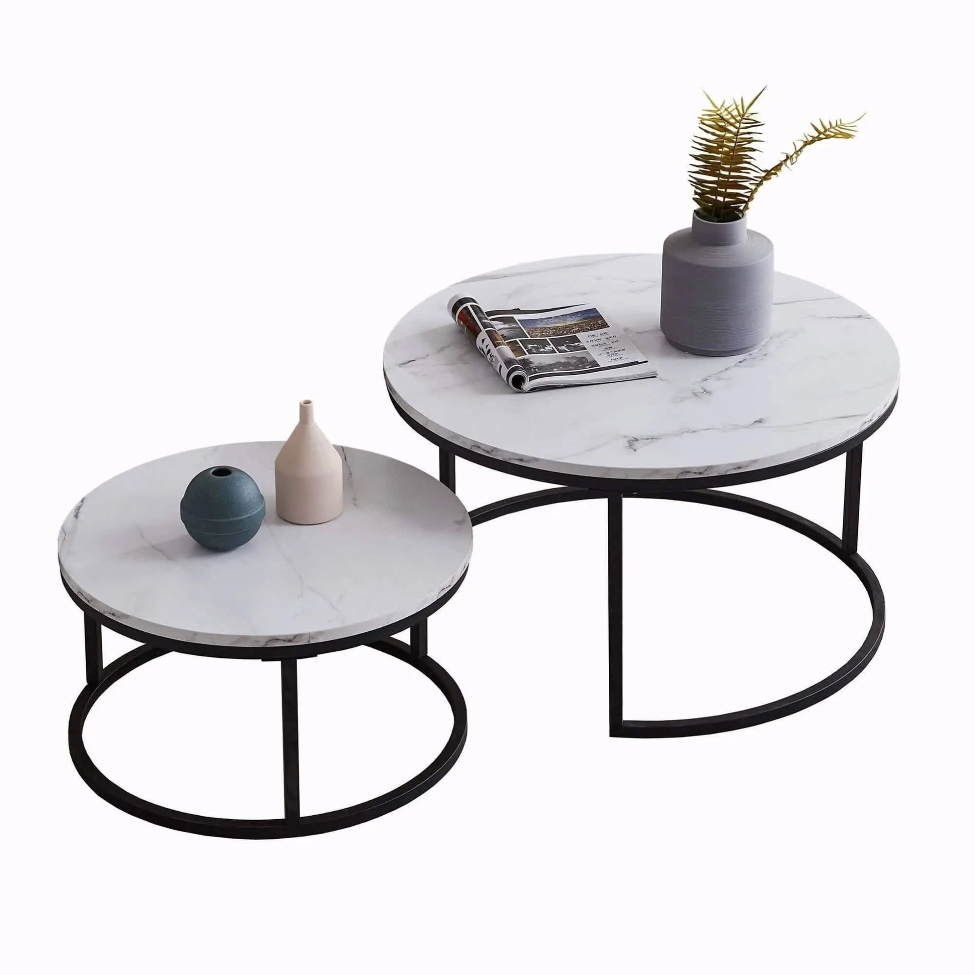 ترابيزة قهوة متداخلة معدن بسطح رخام - STA71 - Homix