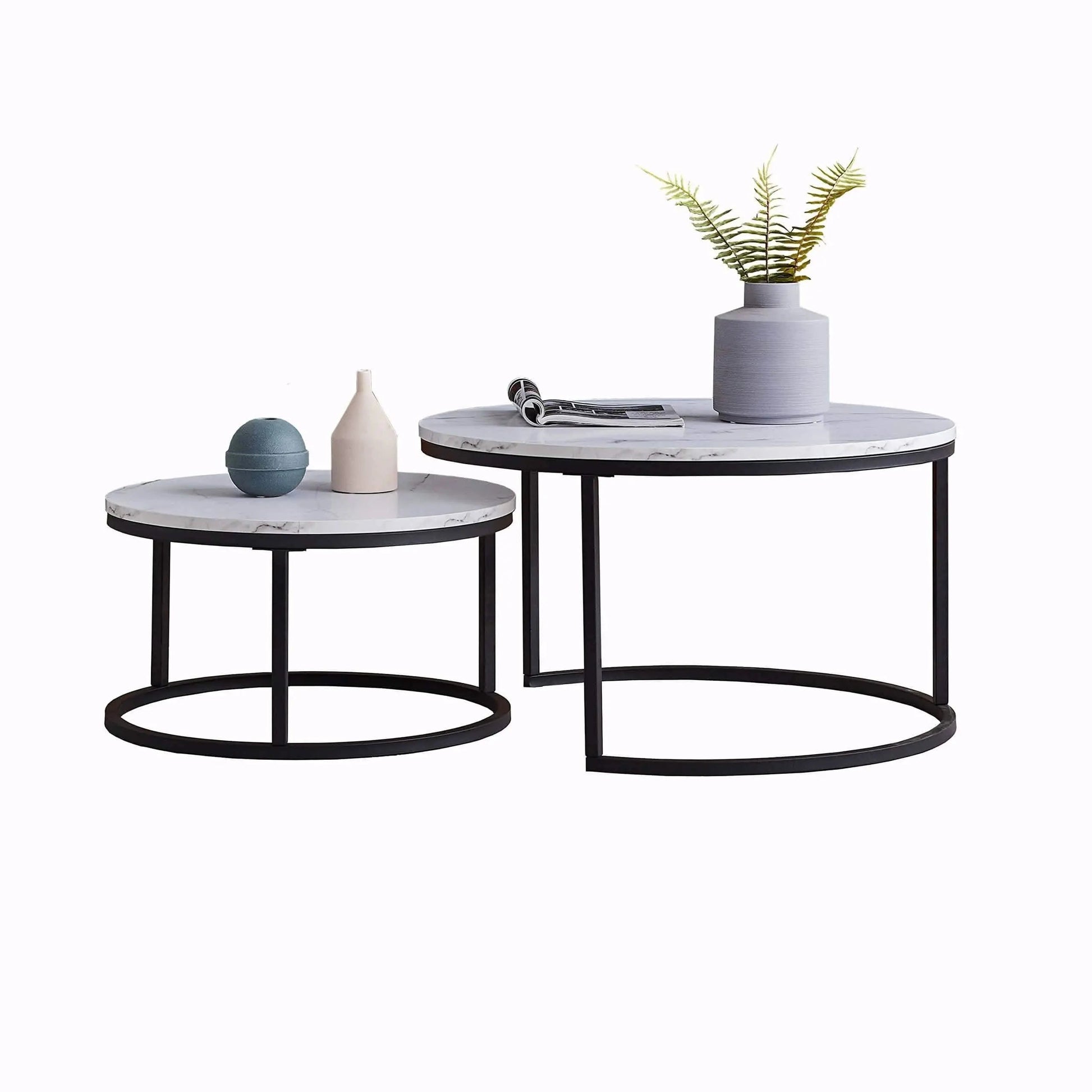 ترابيزة قهوة متداخلة معدن بسطح رخام - STA71 - Homix