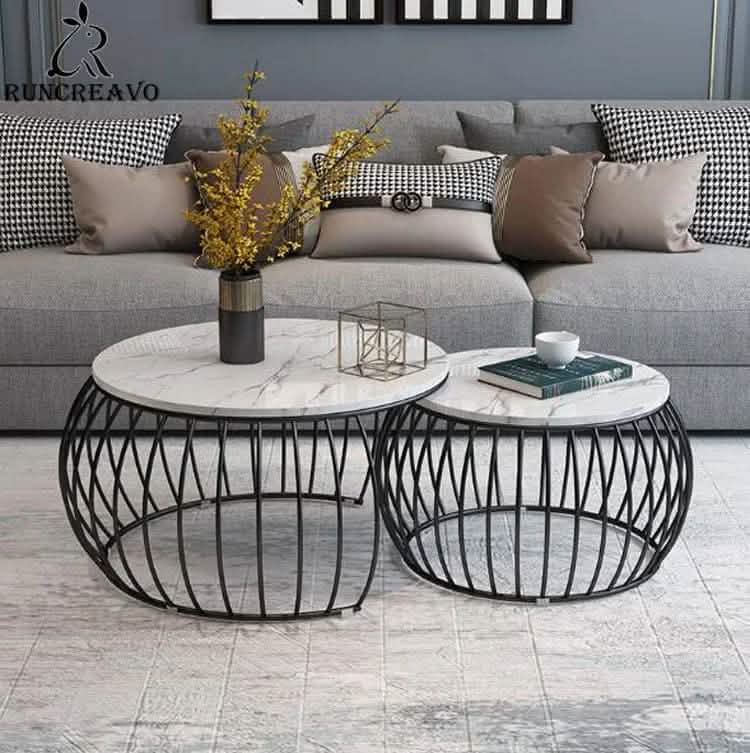 تسوق الأن من هومكس  ترابيزة قهوة متداخلة معدن بسطح رخام - STA79 بأفضل سعر وأفضل جودة