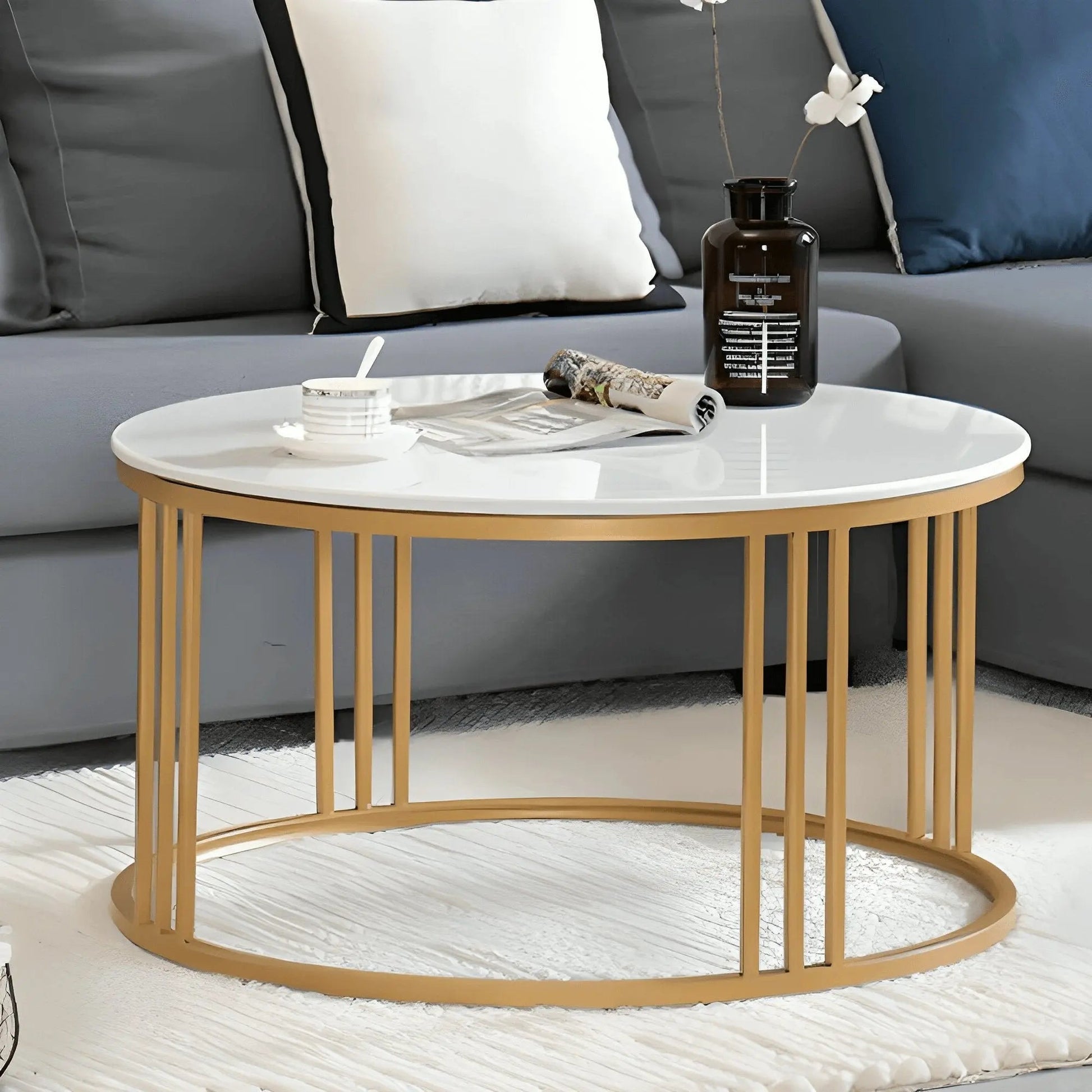 ترابيزة قهوة مع ترابيزة جانبية معدن - STA82 - Homix