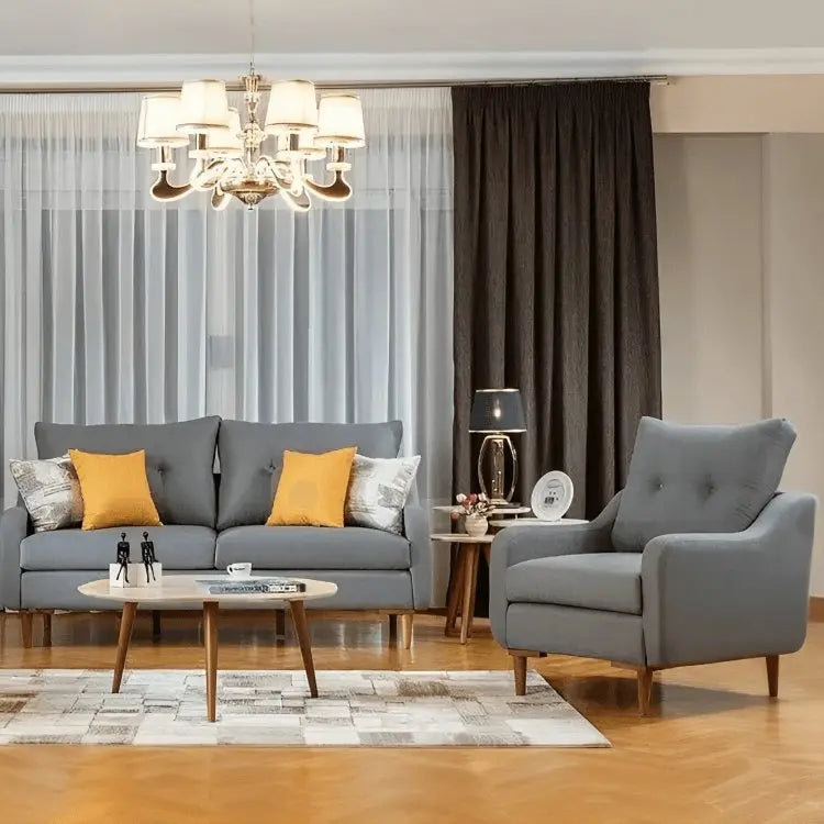 طقم كنب رمادي خشب زان - STB18 - Homix