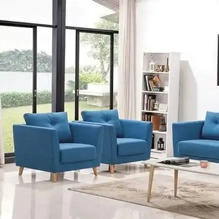 طقم كنب أزرق خشب زان - STB32 - Homix