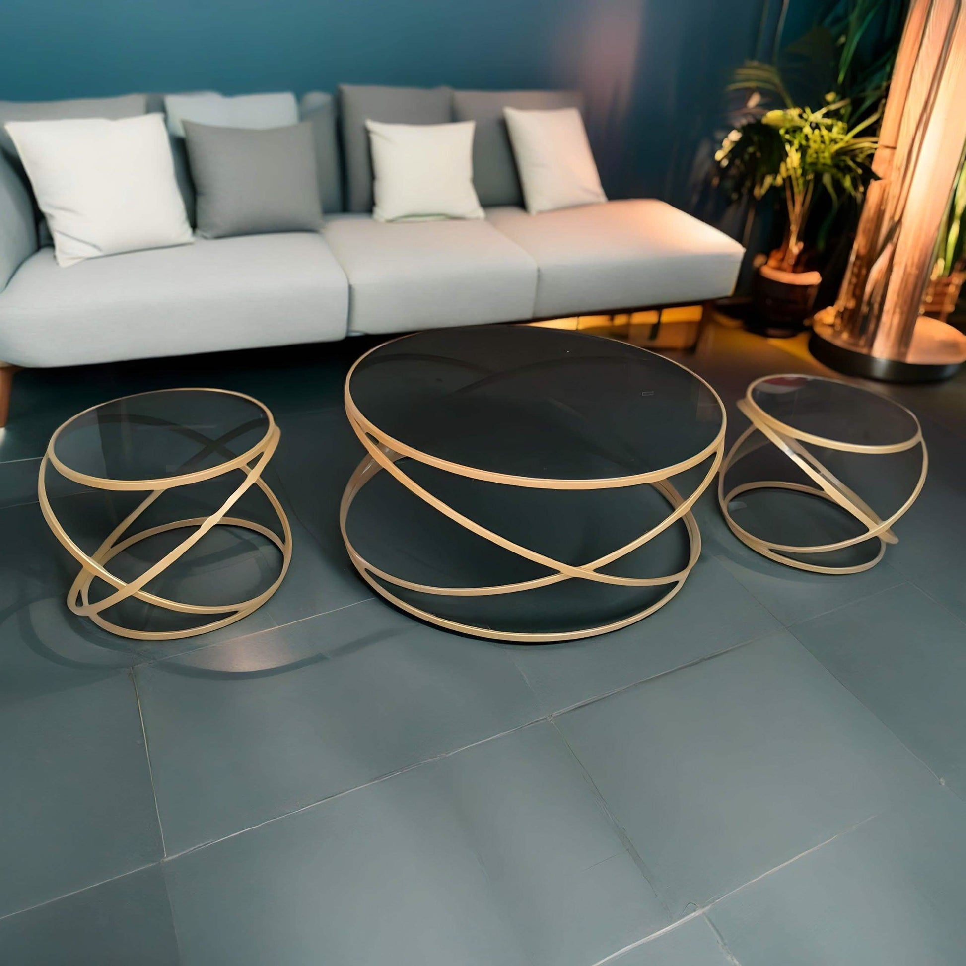 طقم ترابيزات ستيل ذهبي - STA154 Star Steel