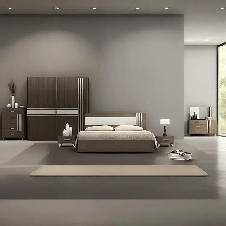 غرفة نوم كاملة، خشب ام دي اف - 6 قطع