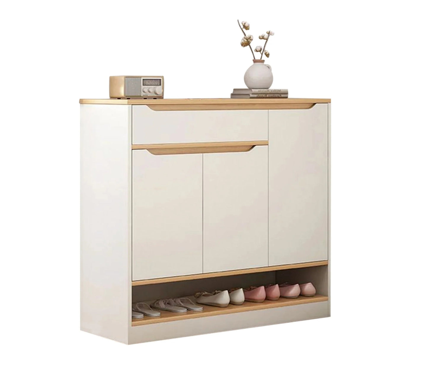 خزانة احذية راقية بلمسة سحرية باللون البني العسلي