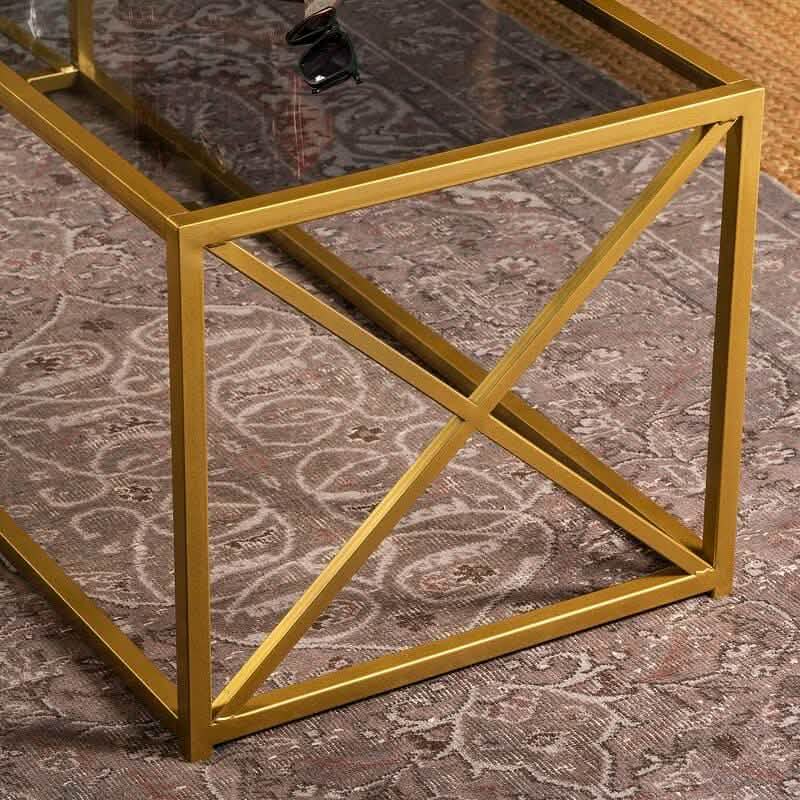 تسوق الأن من هومكس  ترابيزة قهوة بسطح زجاج 100*50*45 سم - STA12 بأفضل سعر وأفضل جودة 