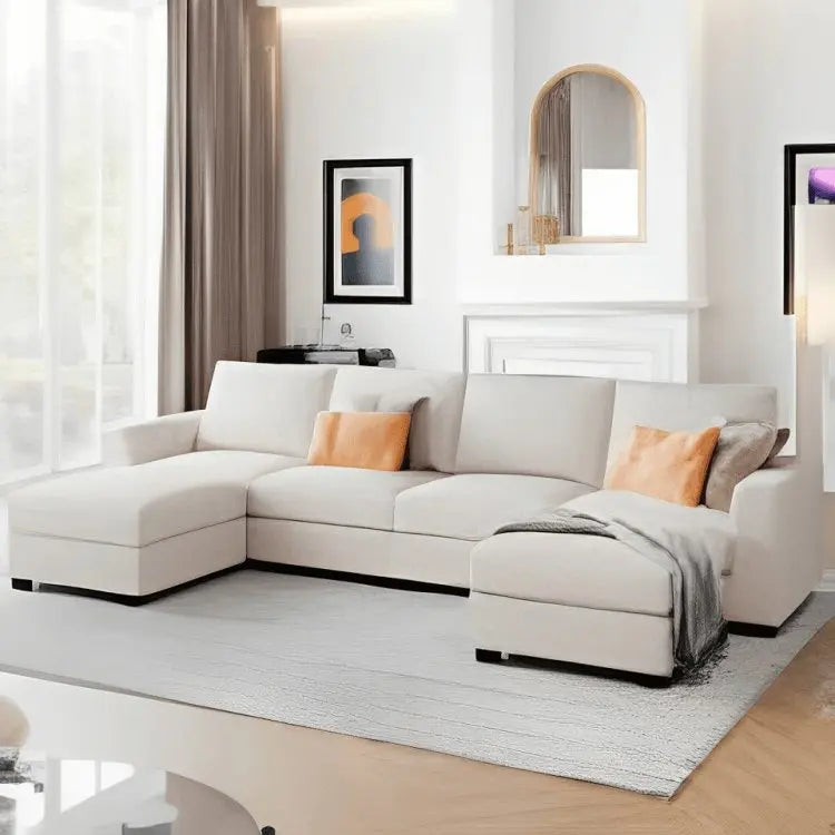 كنبة زاوية بيج 300*135*85*75 سم - STB93 - Homix
