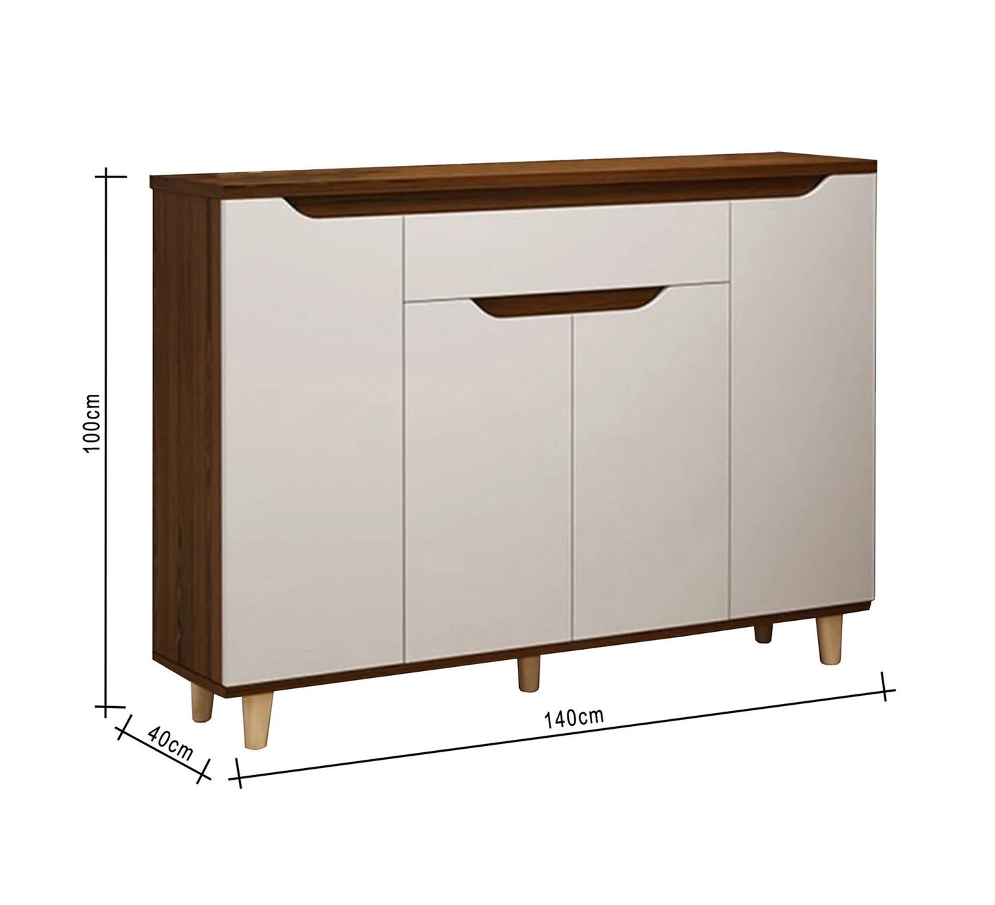 حامل أحذية عصري، أبيض وبني داكن