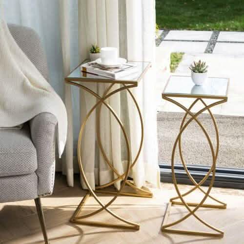 ترابيزة جانبية معدن بسطح زجاجي - STA126 - Homix