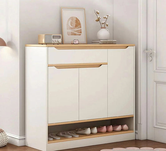 خزانة احذية راقية بلمسة سحرية باللون البني العسلي